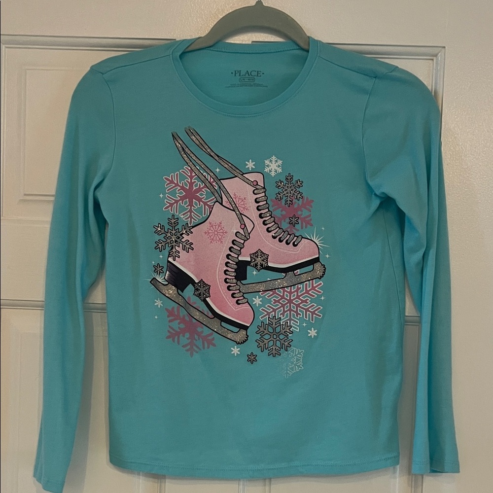 The Children's Place Teal Ice Skating Long Sleeve Tee